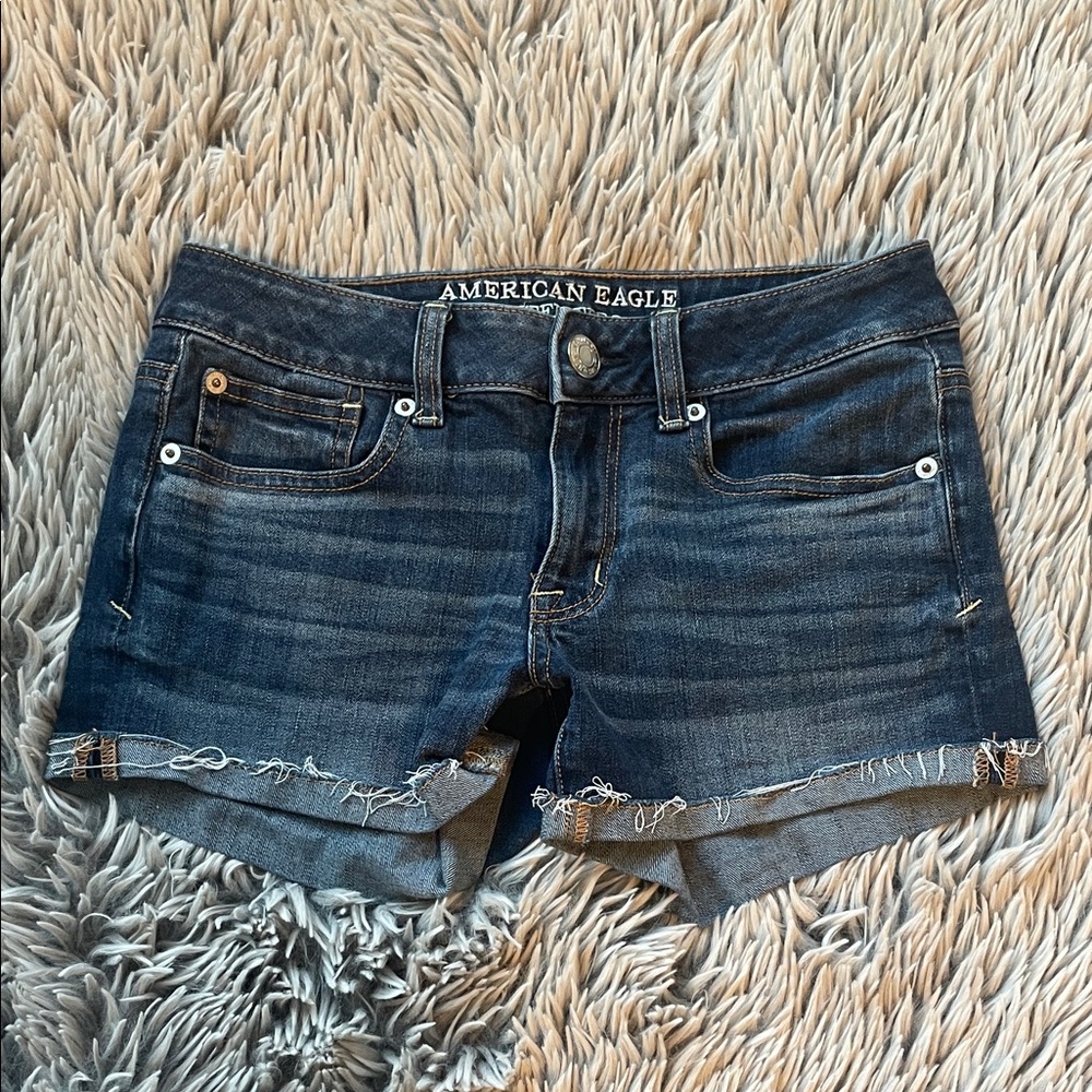 American Eagle Outfitters Dark Indigo Denim Cutoff Shorts